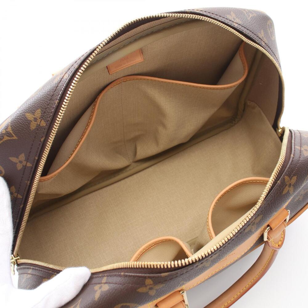 Louis Vuitton Deauville Bowling Vanity Handbag Canvas Leather Monogram Brown - Picture 3 of 7